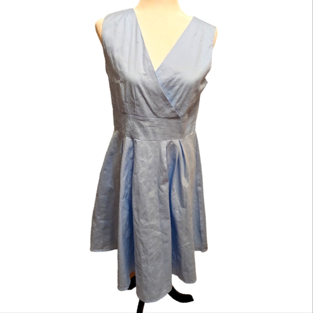 Sucrefas Light Blue Sleeveless dress with side zipper.  Pleated .  XL.  …